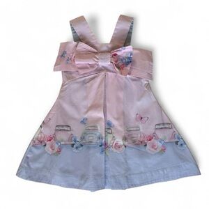 Lapin House Girls Dress Size 4 Pink Bow Car Print Floral Party Dress Greece